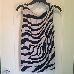 LOFT Black and Cream Zebra Pattern Tank Top